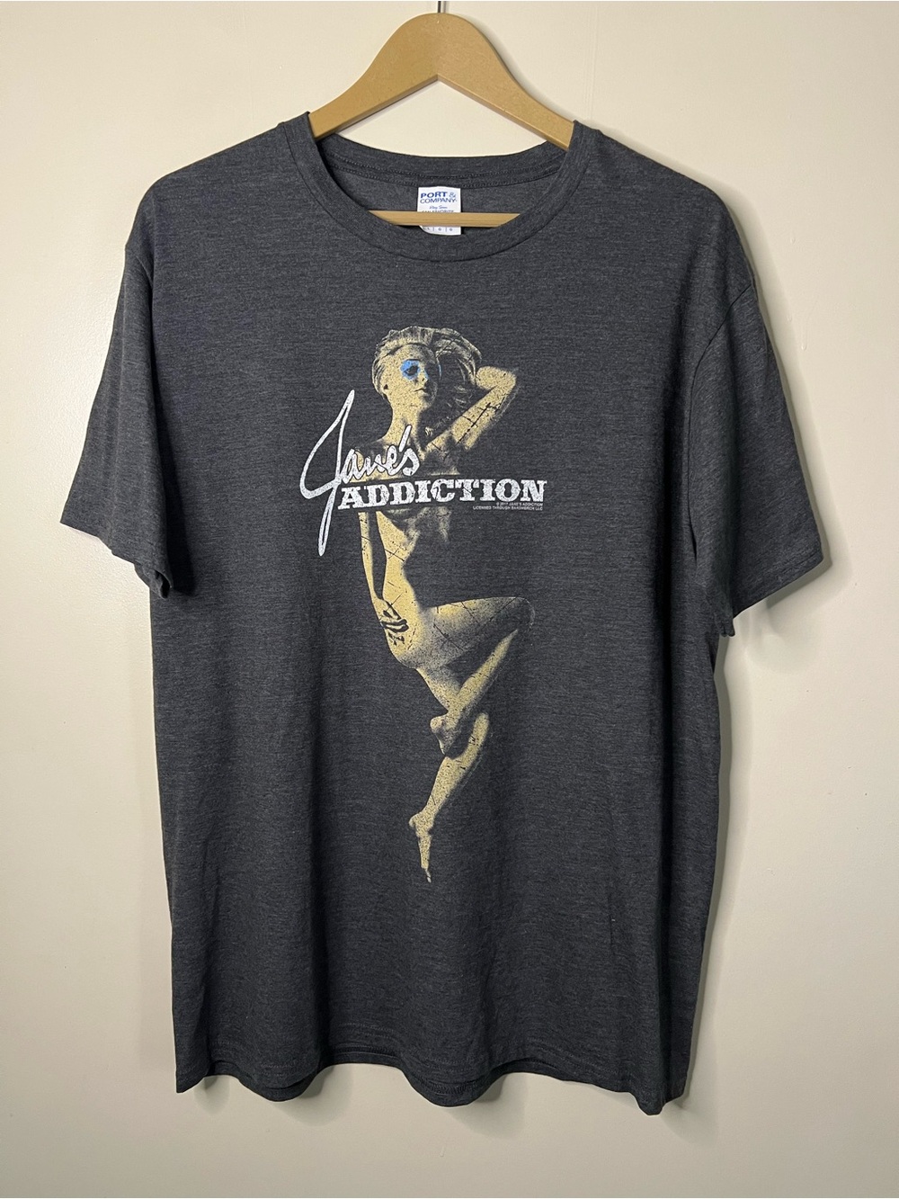 2017 Official Janeβs Addiction Band Pin Up Chick Gray T Shirt Size L